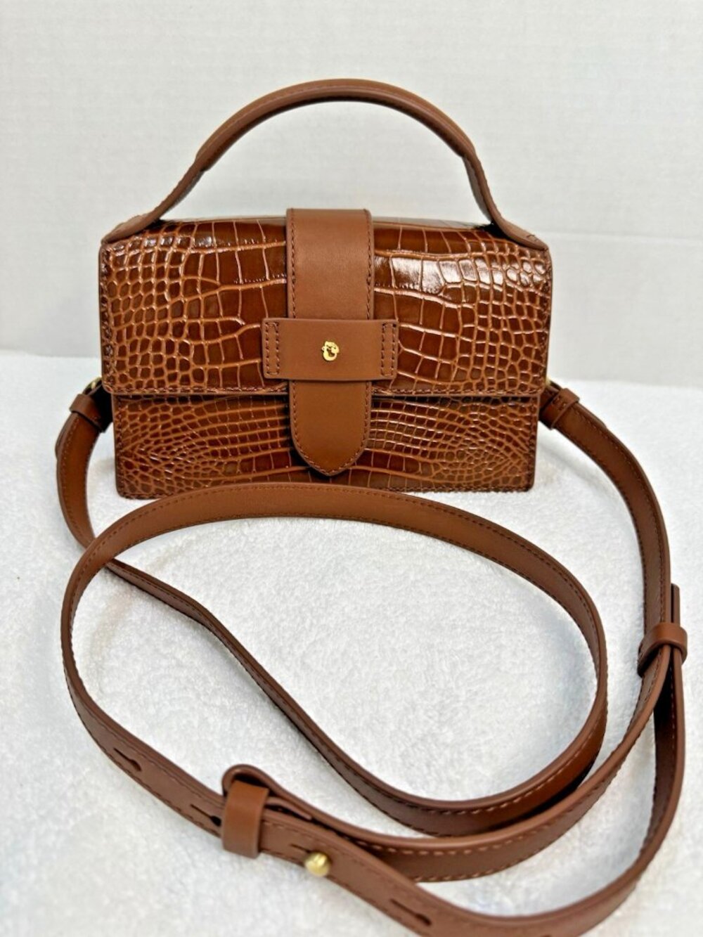 Spartina Siren Lela Crossbody Penny Croc Leather Adjustable Removable Strap NWOT